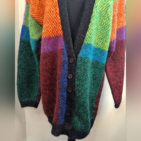 VTG 80s Claudia D. Mohair Preppy Academia Cozycore Maximalist Cardigan Sweater M - Picture 4 of 8